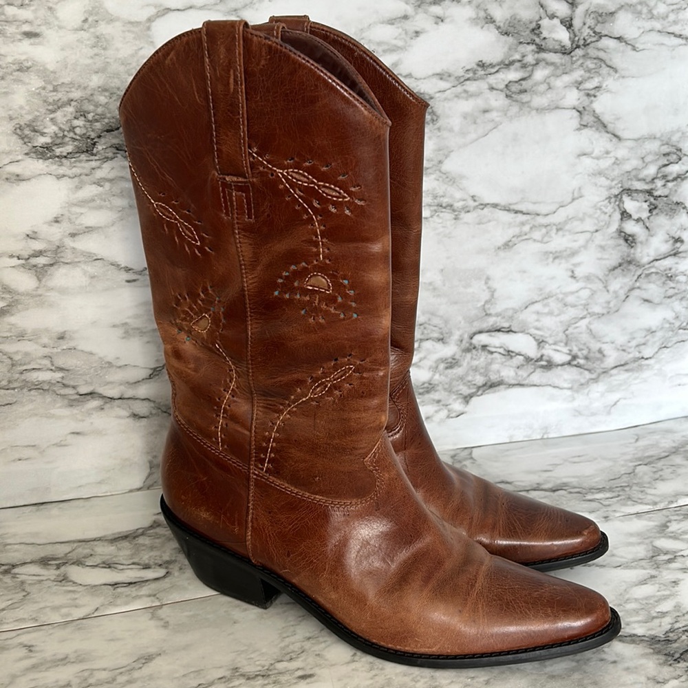 Matisse | Albuquerque Prairie leather Western Boots Floral Cutouts turquoise